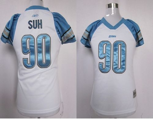 Lions #90 Ndamukong Suh White Women's Field Flirt Stitched NFL Jersey - Click Image to Close